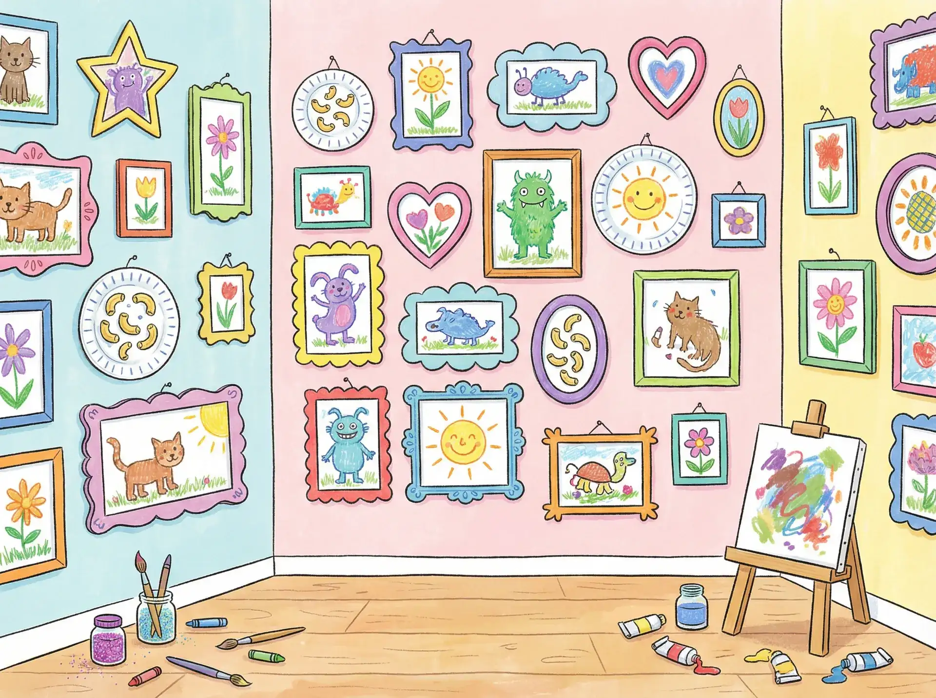 小朋友的彩色画作 - 小爸爸姗姗剧照 创意展示